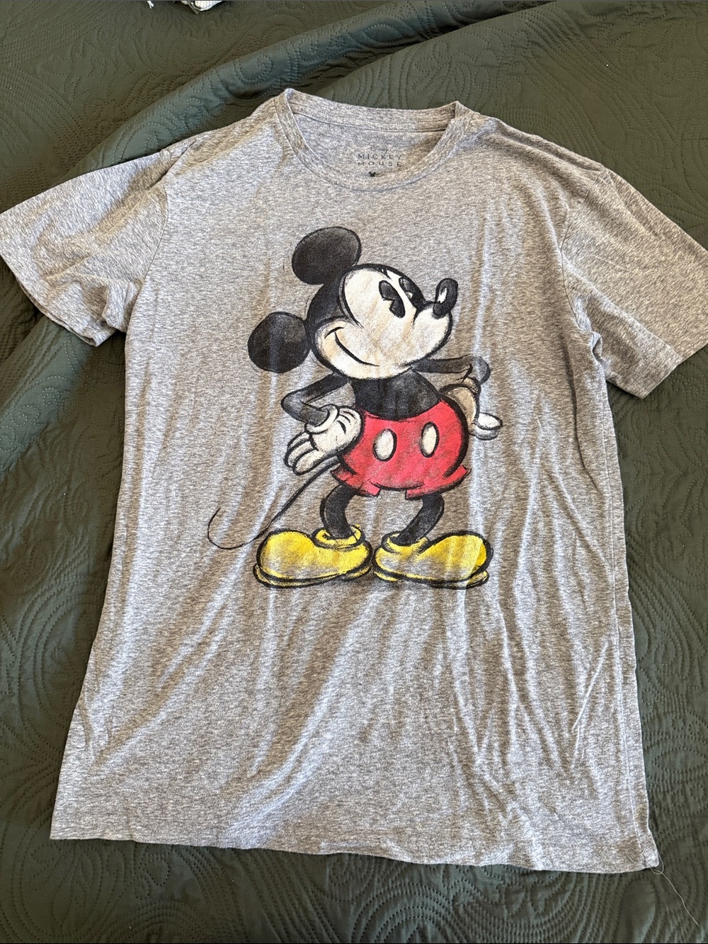 Disney Gray Mickey Mouse Logo Tee with Black Print